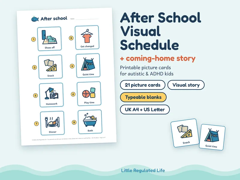 After School kit: preview of the printable pages and picture cards