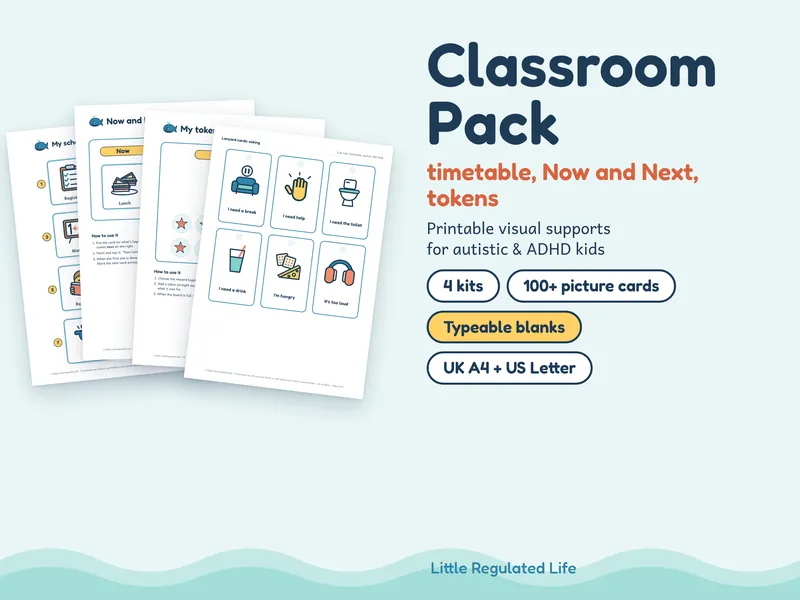 Classroom Pack: preview of the printable pages and picture cards