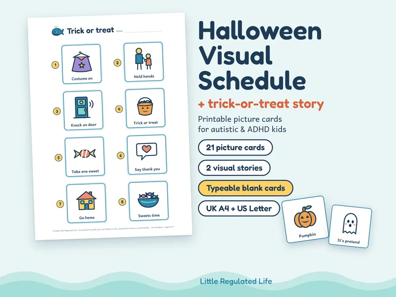 Halloween kit: preview of the printable pages and picture cards