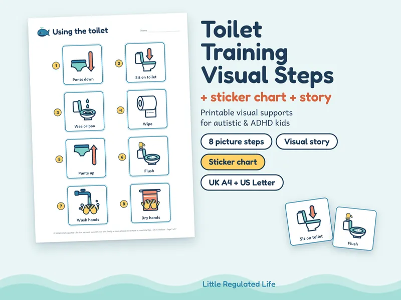 Toilet steps: preview of the printable pages and picture cards